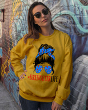 Load image into Gallery viewer, Firefighter Make You Life Safe Lady With Blue Ribbonhead Gift For Women Sweatshirt
