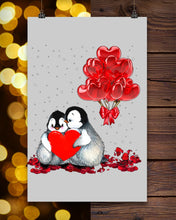 Load image into Gallery viewer, Penguin Forever Love With Red Heart Balloon Gift For Penguin Lovers Vertical Poster

