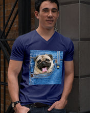 Load image into Gallery viewer, baby Pug In Denim Pocket Gift For Dog Lovers Guys V-Neck
