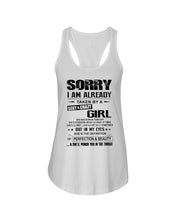 Load image into Gallery viewer, I'm Already Taken By A Sexy And Crazy Girl She Was Born In February Ladies Flowy Tank
