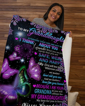 Load image into Gallery viewer, Purple Mandala Butterflies Grandma Gift For Granddaughter Think About You Sherpa Blanket
