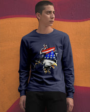 Load image into Gallery viewer, Eagle Giant Scratch USA Flag Gift For Women Unisex Long Sleeve
