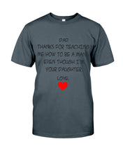 Load image into Gallery viewer, Thanks For Teaching Me How To Be A Man Guys Tee
