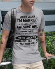 Load image into Gallery viewer, I'm The Lucky One Because I Get To Be Her Husband Gift For Husband Guys Tee
