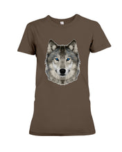 Load image into Gallery viewer, Wolf's Face Simple  Unique Custom Design For Animal Lovers Ladies Tee
