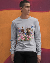 Load image into Gallery viewer, German Wirehaired Pointer With Peonies Gift For Dog Lovers Unisex Long Sleeve
