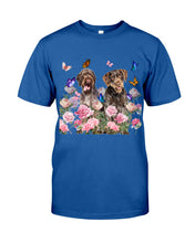 Load image into Gallery viewer, German Wirehaired Pointer With Peonies Gift For Dog Lovers Guys Tee
