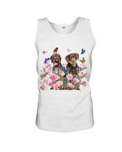 Load image into Gallery viewer, German Wirehaired Pointer With Peonies Gift For Dog Lovers Unisex Tank Top

