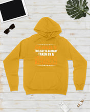Load image into Gallery viewer, Sorry This Guy Is Already Taken By A Smart And Sexy Redhead Gift For Men Hoodie
