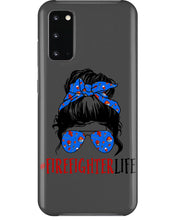 Load image into Gallery viewer, Firefighter Make You Life Safe Lady With Blue Ribbonhead Gift For Women Phone case
