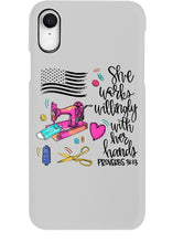 Load image into Gallery viewer, She Works Willingly With Her Hands Gift For Sew Lovers Phone case
