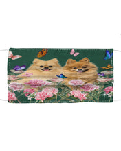 Load image into Gallery viewer, Peonies Garden Butterflies Pomeranian Gift For Dog Lovers Cloth Face Mask
