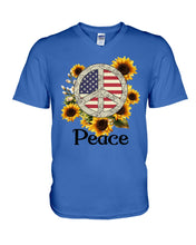 Load image into Gallery viewer, Peace Sign Sunflower Birthday Gift For Girls Guys V-Neck
