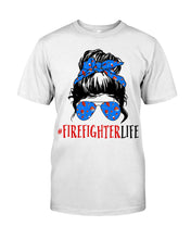 Load image into Gallery viewer, Firefighter Make You Life Safe Lady With Blue Ribbonhead Gift For Women Guys Tee
