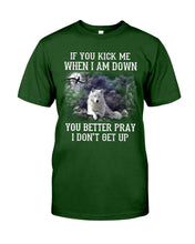 Load image into Gallery viewer, If You Kick Me When I'm Down You Better pray I Don't Get Up Guys Tee
