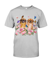 Load image into Gallery viewer, Pekingese With Peonies Gift For Dog Lovers Guys Tee
