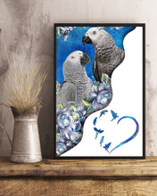Load image into Gallery viewer, Magical Gray Couple African Parrot Gift For Bird Lovers Vertical Poster
