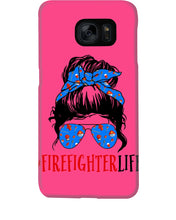 Load image into Gallery viewer, Firefighter Make You Life Safe Lady With Blue Ribbonhead Gift For Women Phone case
