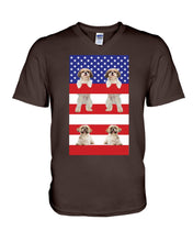 Load image into Gallery viewer, America USA FLag In My Heart Shih Tzu Gift For Dog Lovers Guys V-Neck
