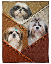 Load image into Gallery viewer, Three Cute Shih Tzu In Bag Gift For Dog Lovers Fleece Blanket
