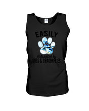 Load image into Gallery viewer, Easily Distracted By Dogs And Dragonflies Gift For Dog Lovers Unisex Tank Top
