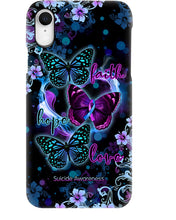 Load image into Gallery viewer, Purple Phone Case With Butterfly Faith Hope Love Suicide Awareness Gift Phone case
