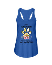 Load image into Gallery viewer, Medical Assistant Loves Dogs And Has Tattoos Gift For Dog Lovers Ladies Flowy Tank

