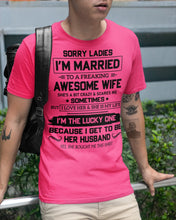 Load image into Gallery viewer, I'm The Lucky One Because I Get To Be Her Husband Gift For Husband Guys Tee
