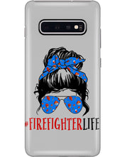 Load image into Gallery viewer, Firefighter Make You Life Safe Lady With Blue Ribbonhead Gift For Women Phone case
