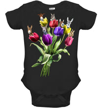 Load image into Gallery viewer, Vintage Funny Donkey With Tulip Trending For Donkey Lovers Baby Onesie
