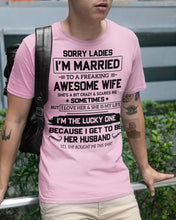 Load image into Gallery viewer, I'm The Lucky One Because I Get To Be Her Husband Gift For Husband Guys Tee
