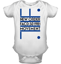 Load image into Gallery viewer, New Order Facd 501981 Movement Simple Unique Custom Design Baby Onesie
