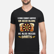 Load image into Gallery viewer, A Man Cannot Survive On Beer Alone He Also Needs Darts Trending Guys V-Neck

