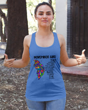 Load image into Gallery viewer, Birthday Gift For November Girl They Whispered To Her You Cannot Withstand The Storm Ladies Flowy Tank
