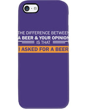 Load image into Gallery viewer, The Difference Between A Beer And Your Opinion Custom Design Phone case
