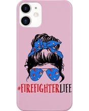 Load image into Gallery viewer, Firefighter Make You Life Safe Lady With Blue Ribbonhead Gift For Women Phone case
