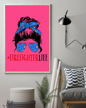 Load image into Gallery viewer, Firefighter Make You Life Safe Lady With Blue Ribbonhead Gift For Women Vertical Poster
