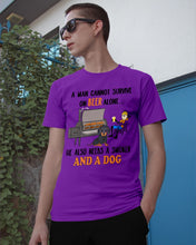Load image into Gallery viewer, A Man Loves Beer And Dachshund Gift For Dog Lovers Guys Tee
