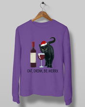 Load image into Gallery viewer, Cat Drink And Be Merry Meaningful Gift For Women Sweatshirt
