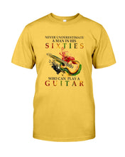 Load image into Gallery viewer, Never Underestimate A 60 Year Old Man Can Play A Guitar Guys Tee
