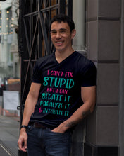 Load image into Gallery viewer, I Can't Fix Stupid But I An Sadate It Gift For Girls Guys V-Neck
