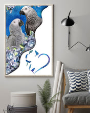 Load image into Gallery viewer, Magical Gray Couple African Parrot Gift For Bird Lovers Vertical Poster
