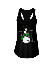 Load image into Gallery viewer, Funny Cat Playing Drums Great Gift For Cat Lovers Ladies Flowy Tank
