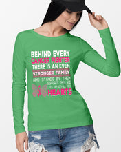 Load image into Gallery viewer, Behind Every Breast Cancer Fighter There Is An Even Stronger Family Unisex Long Sleeve
