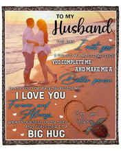 Load image into Gallery viewer, Gift For Husband Sea Turtle On Beach You Make Me A Better Person Fleece Blanket

