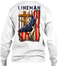 Load image into Gallery viewer, Lineman America Flag Special Custom Design For Personalized Job Gift Unisex Long Sleeve
