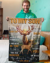 Load image into Gallery viewer, This Old Hunter Will Have Your Back Deer Mom Gift For Son Fleece Blanket
