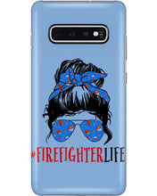 Load image into Gallery viewer, Firefighter Make You Life Safe Lady With Blue Ribbonhead Gift For Women Phone case
