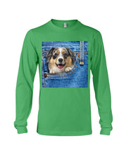 Load image into Gallery viewer, Australian Shepherd In Denim Pocket Gift For Dog Lovers Unisex Long Sleeve
