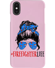 Load image into Gallery viewer, Firefighter Make You Life Safe Lady With Blue Ribbonhead Gift For Women Phone case
